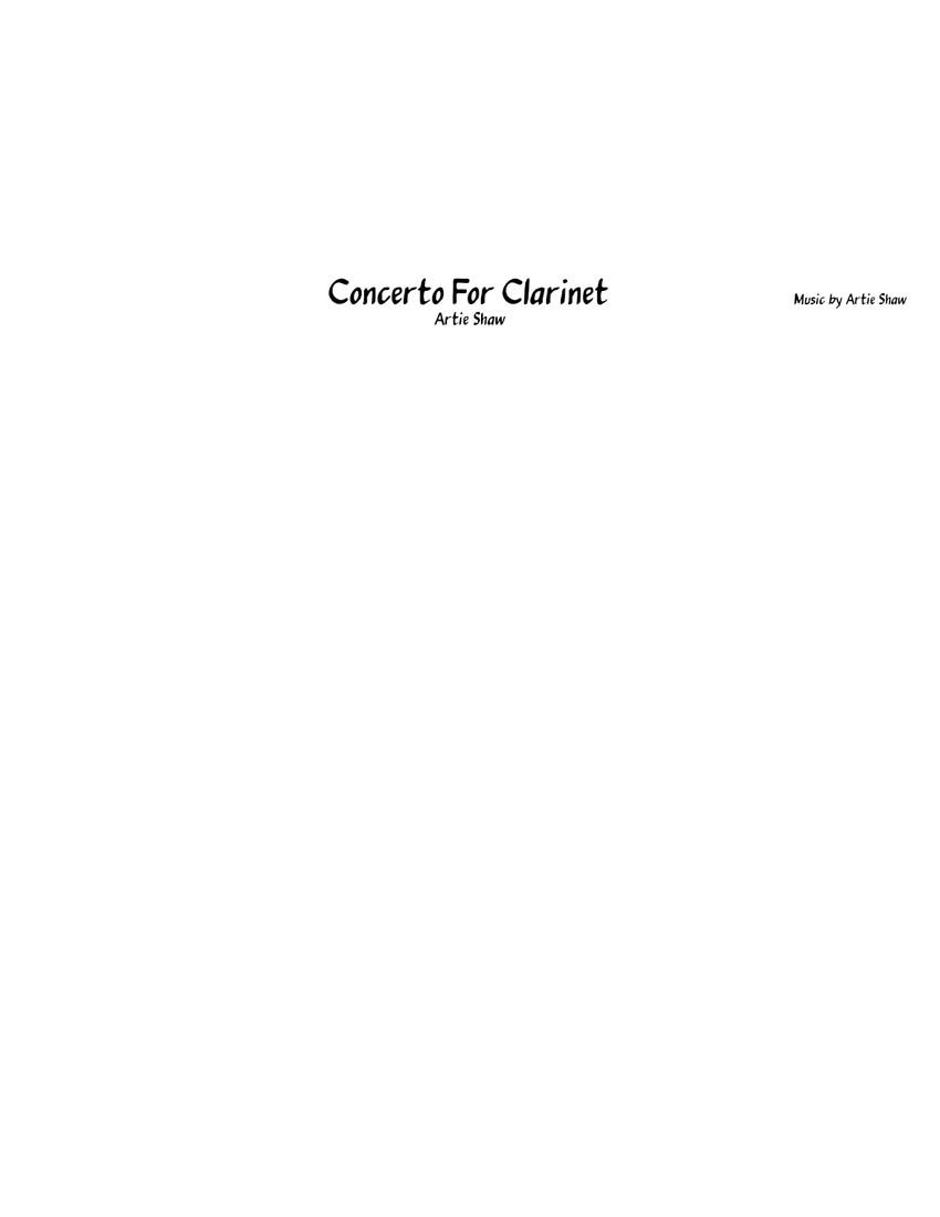 Concerto for (Artie Shaw) Full Big Band Arrangement Sheet