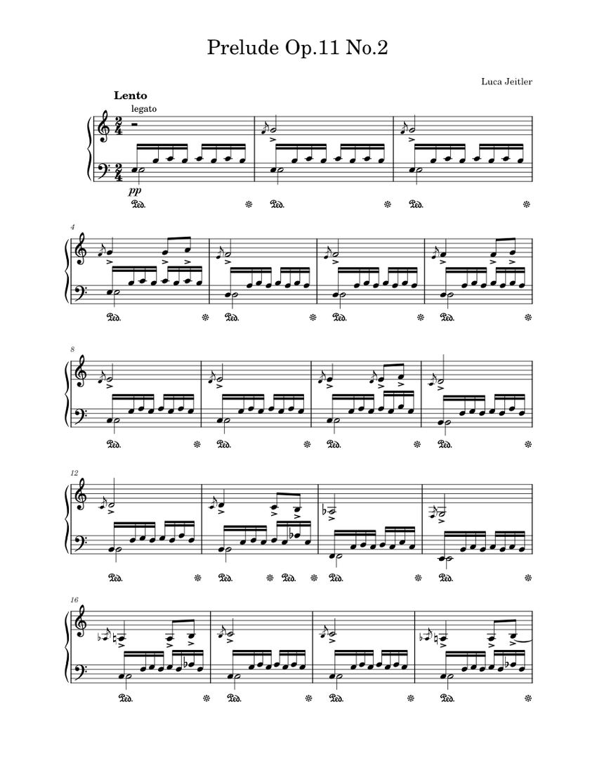 Prelude Op.11 No.2 Sheet Music For Piano (Solo) | Musescore.com