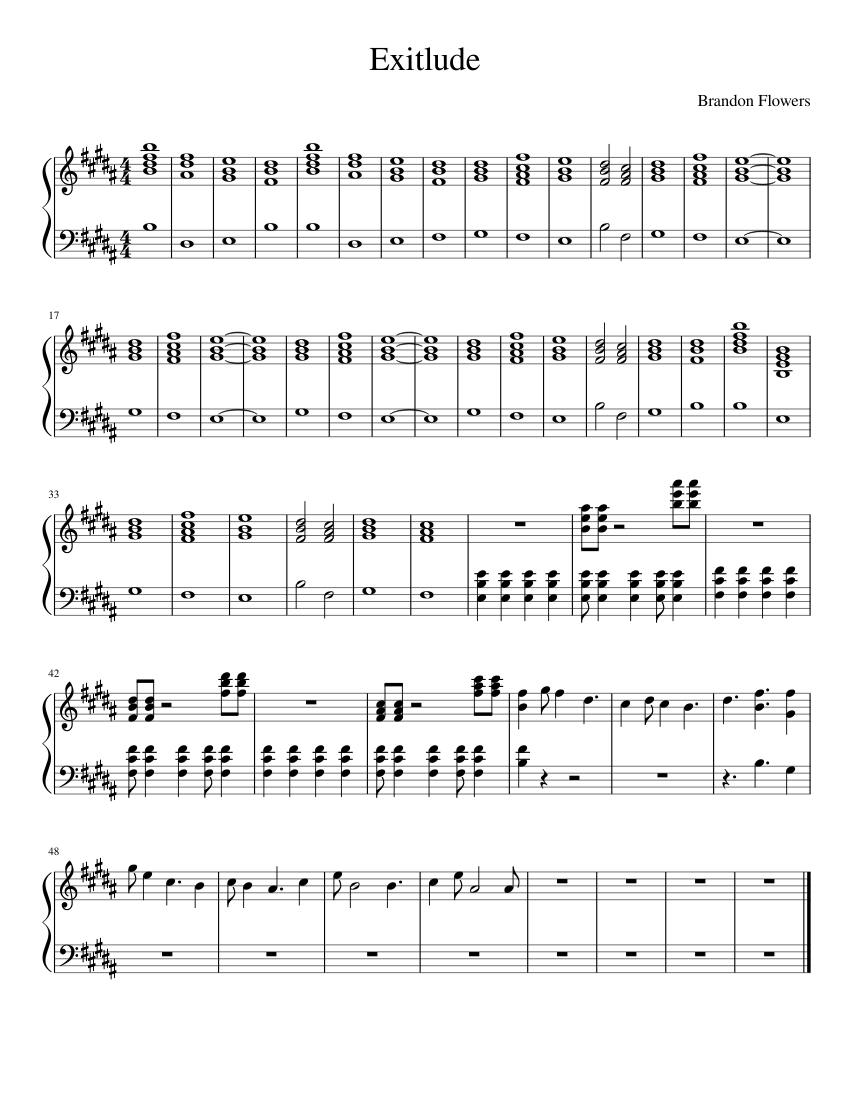 Exitlude Sheet Music For Piano Solo Musescore Com