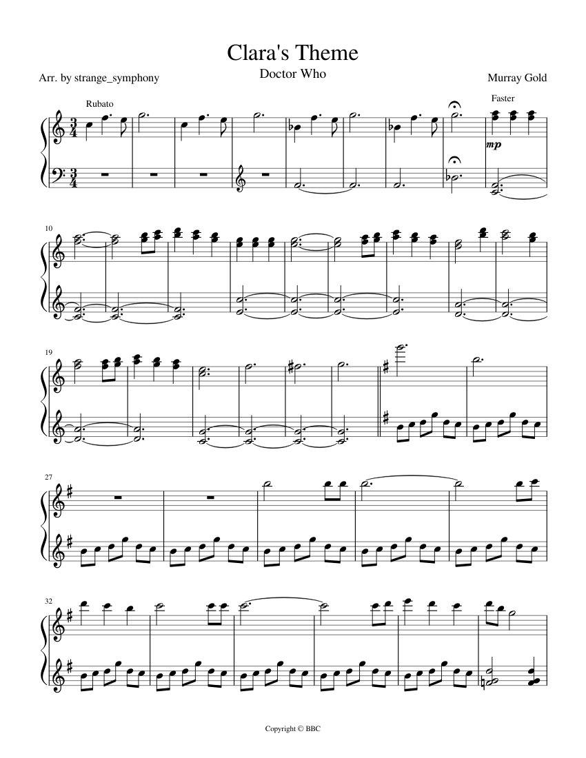 Clara's Theme (Doctor Who) Sheet music for Piano (Solo) | Musescore.com