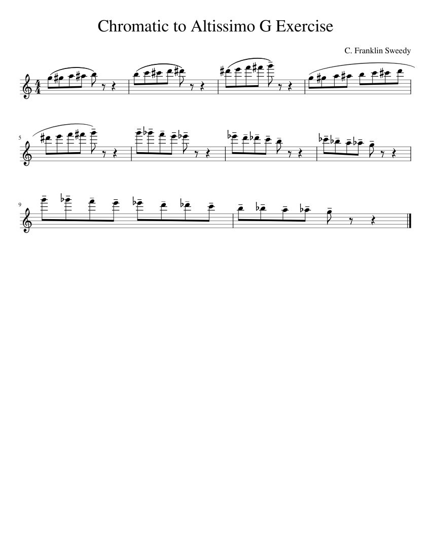 Chromatic to Altissimo G Exercise Sheet music for in bflat