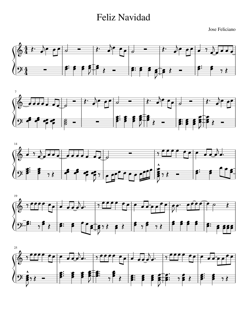 Feliz Navidad easy piano Sheet music for Piano (Solo) | Musescore.com