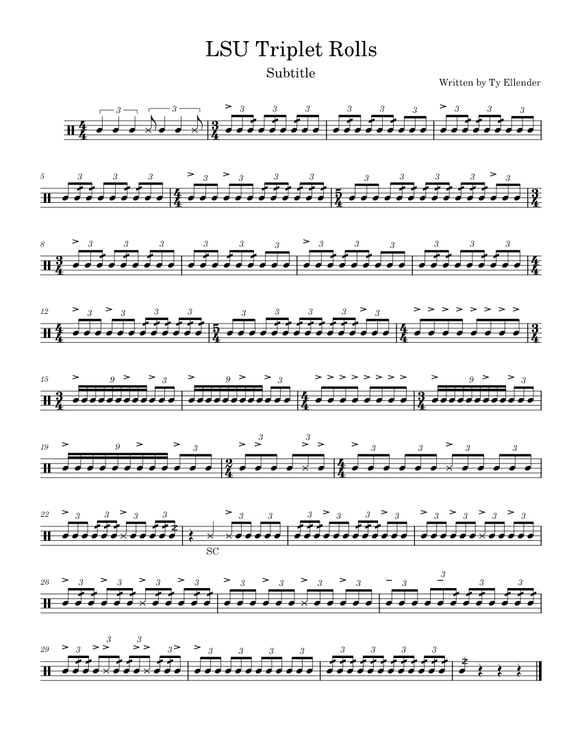 Lsu Triplet Rolls Sheet Music For Trumpet Other Solo