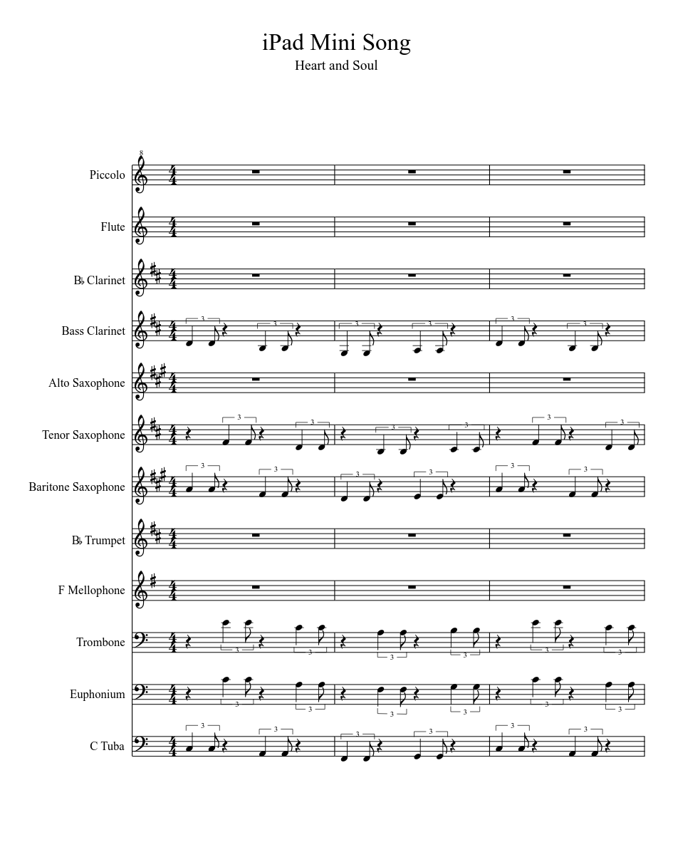 Heart And Soul Ipad Mini Song Pep Band Sheet Music For Trombone Flute Tuba Trumpet More Instruments Mixed Ensemble Musescore Com