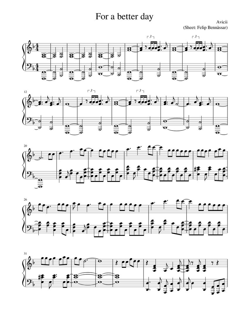 For A better day AVICII Sheet music for Piano (Solo) | Musescore.com