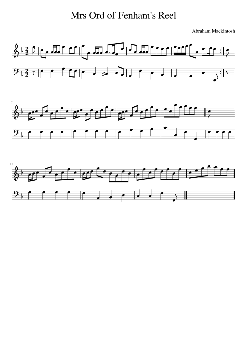 Mrs Ord of Fenham's Reel