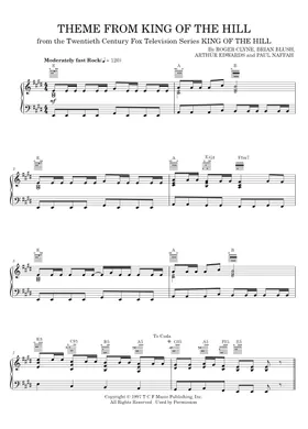 Theme From King Of The Hill Sheet Music, Roger Clyne