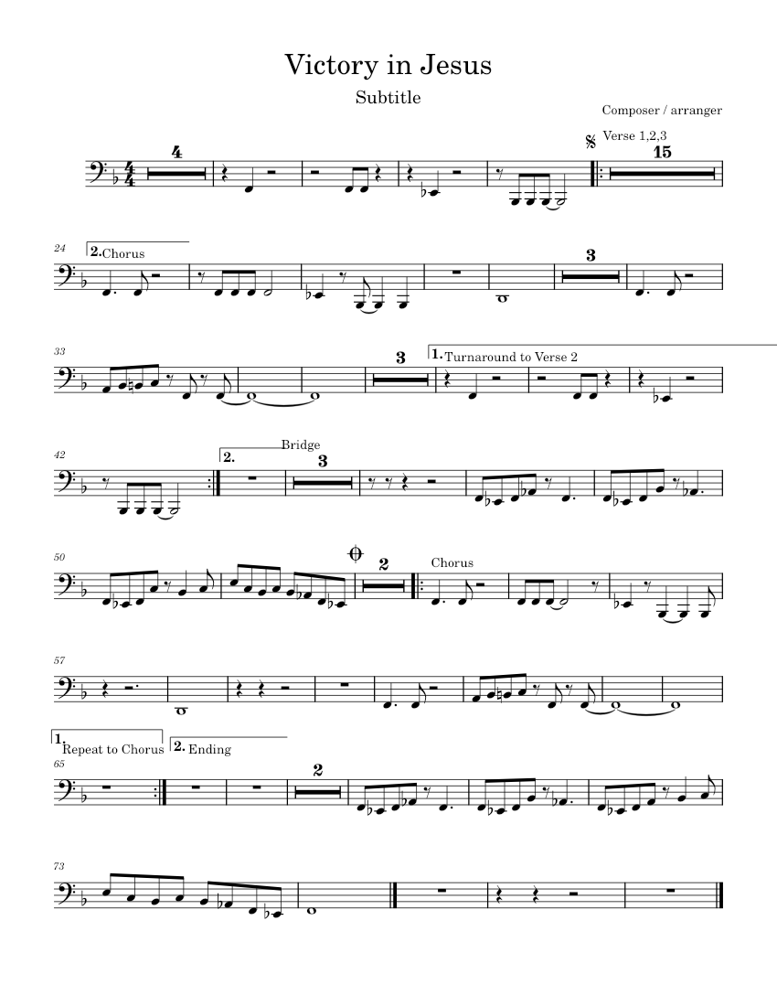 Victory In Jesus [lead sheet - C] – Eugene M. Bartlett Victory in Jesus ...