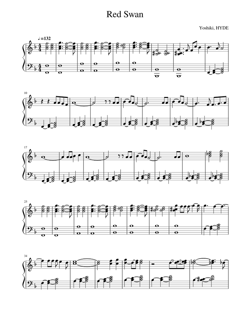 red swan Sheet music for Piano (Solo) | Musescore.com