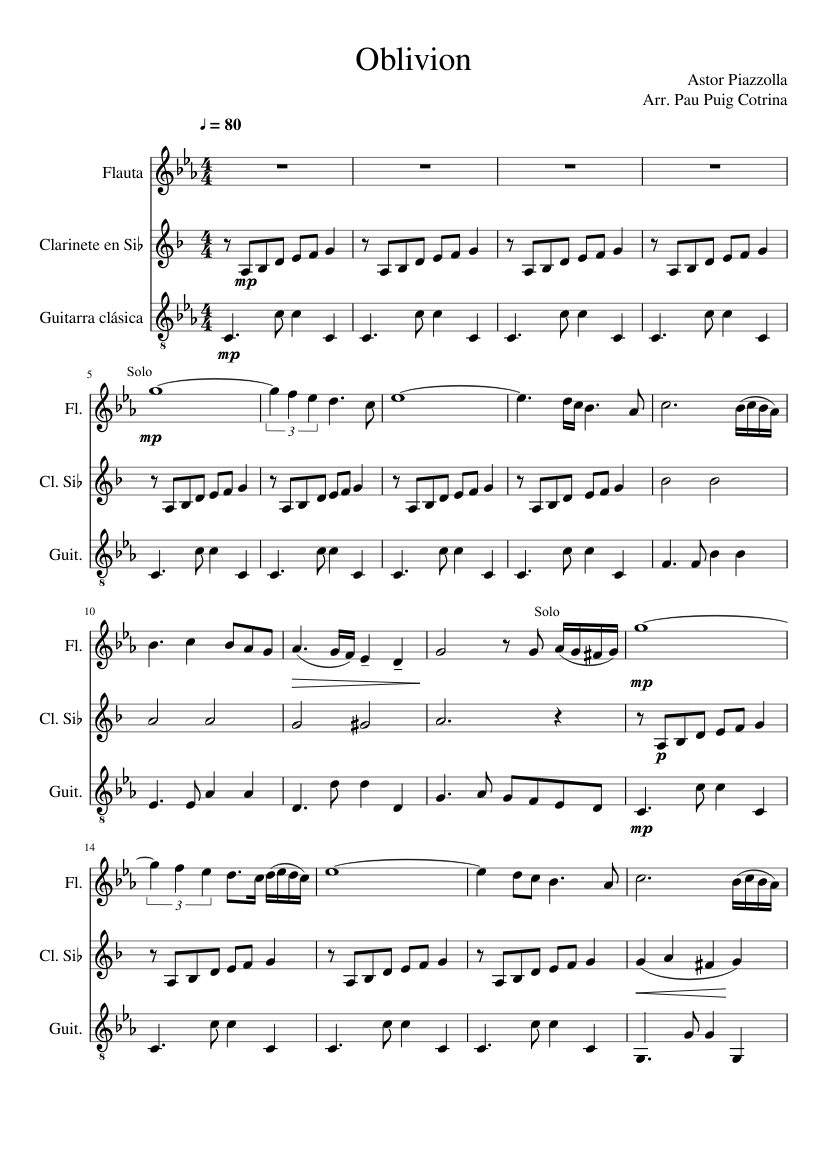 oblivion guitar sheet music