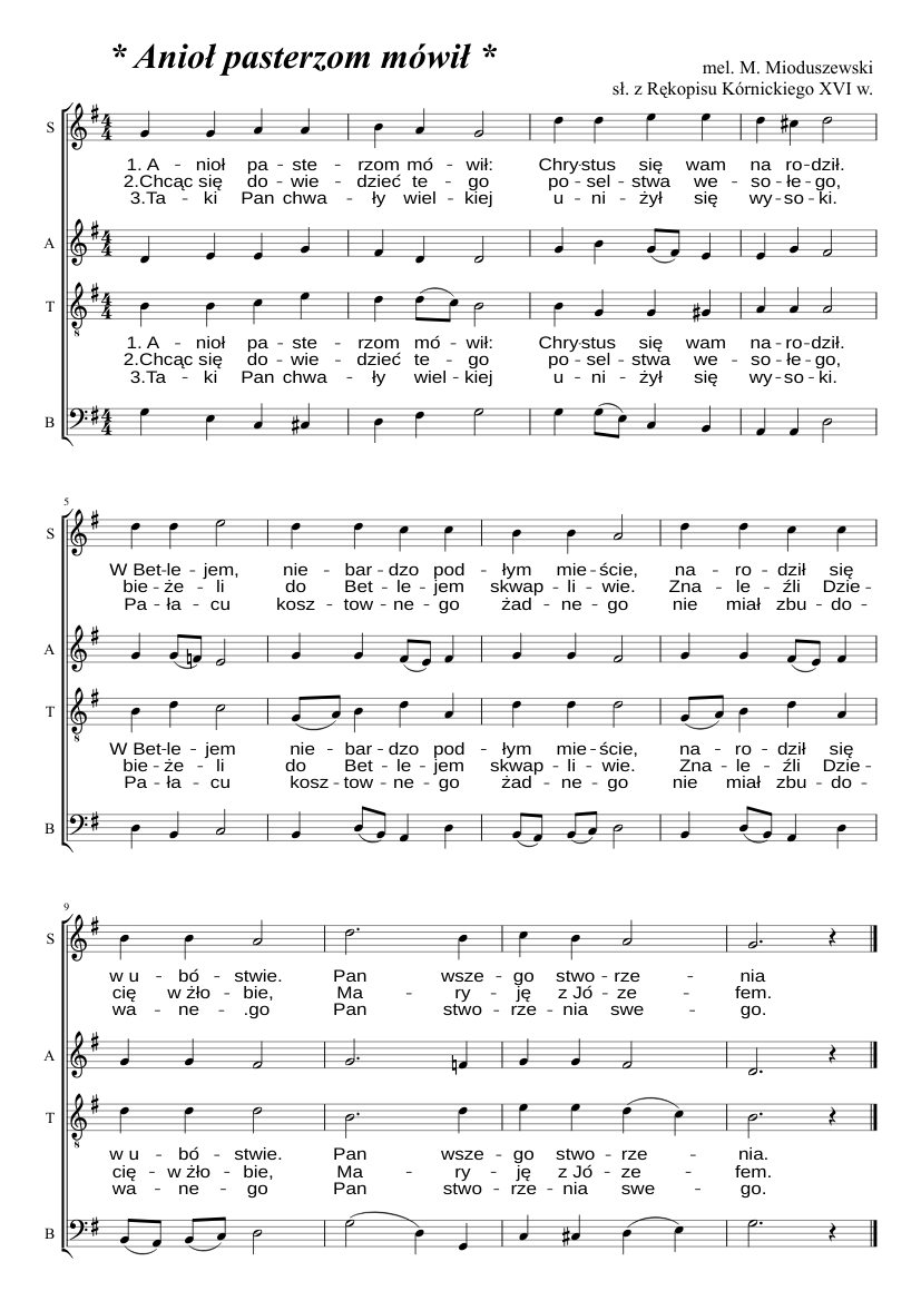 K A N I O L P A S T E R Z O M M O W I Sheet Music For Soprano Tenor Alto Bass Choral Musescore Com