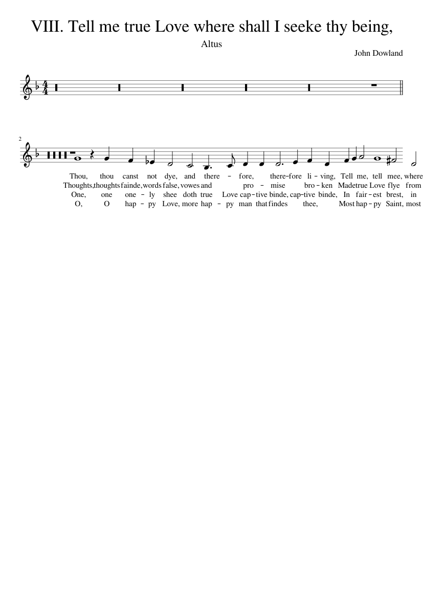 VIII. Tell me true Love where shall I seeke thy being