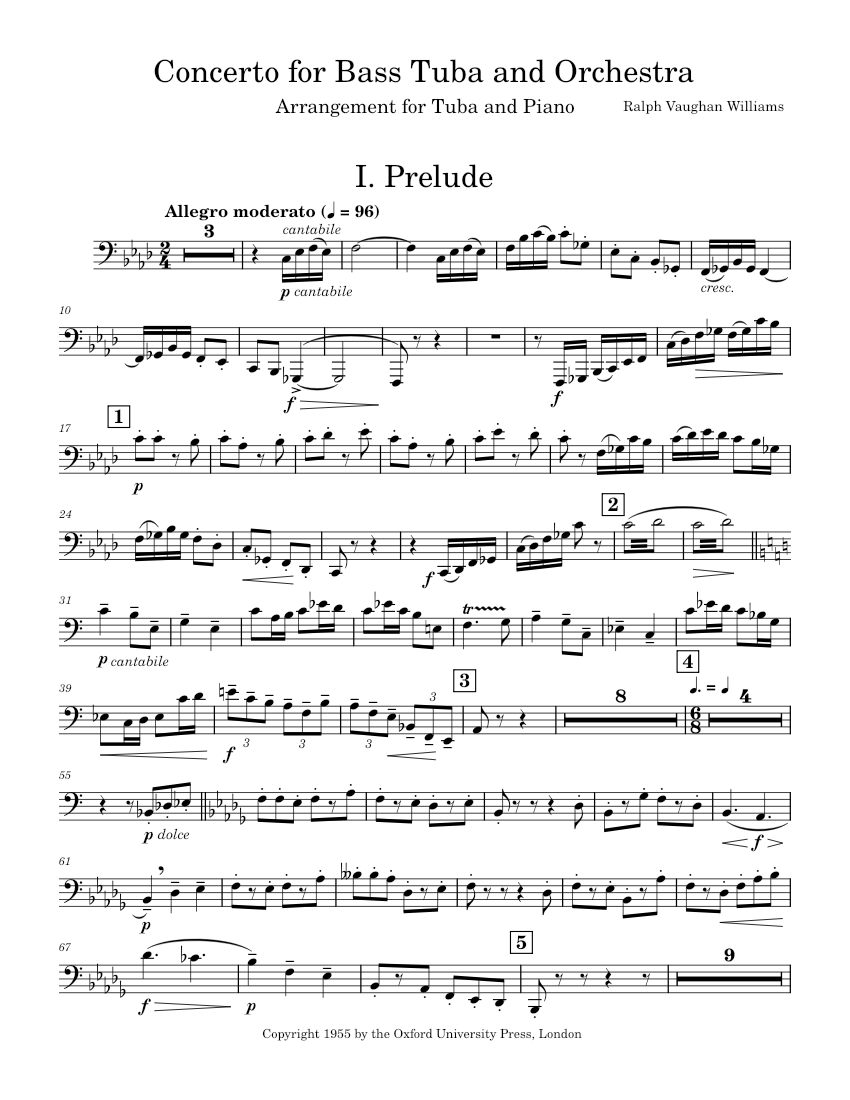 Concerto for Bass Tuba and Orchestra - Ralph Vaughan Williams 楽譜