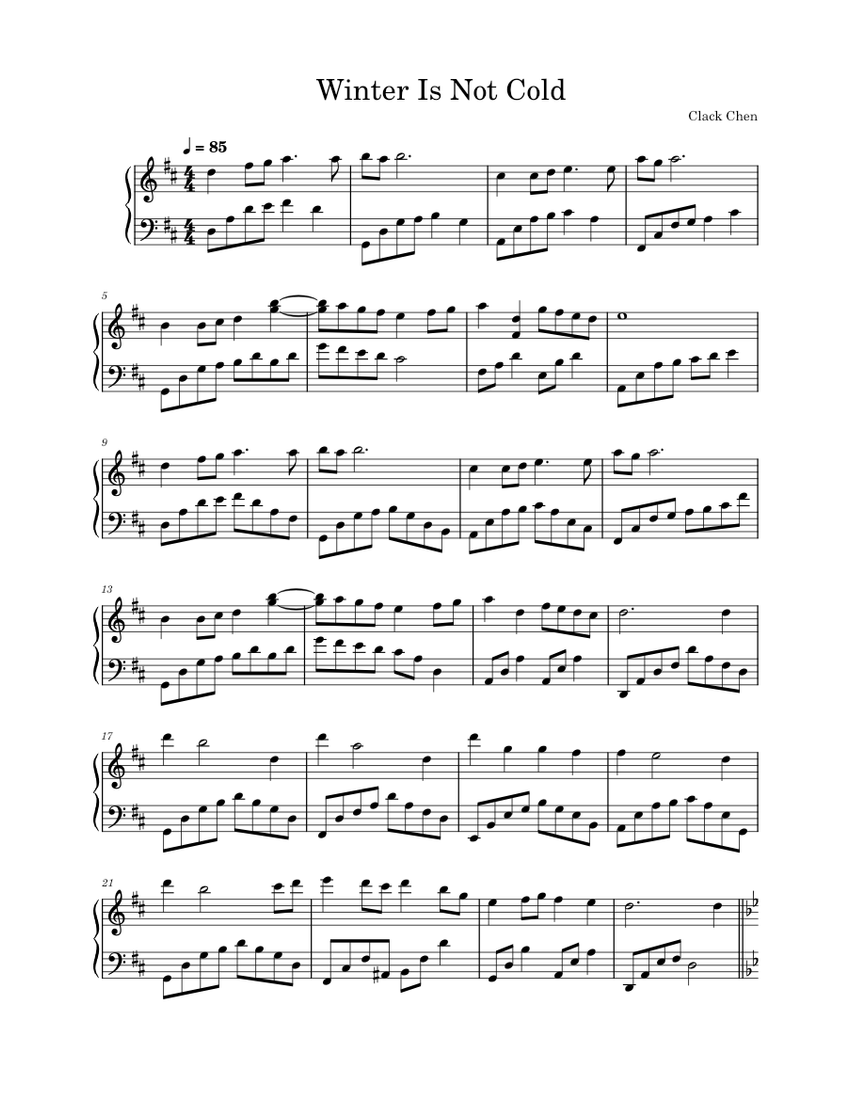 Winter Is Not Cold Sheet music for Piano (Solo) | Musescore.com