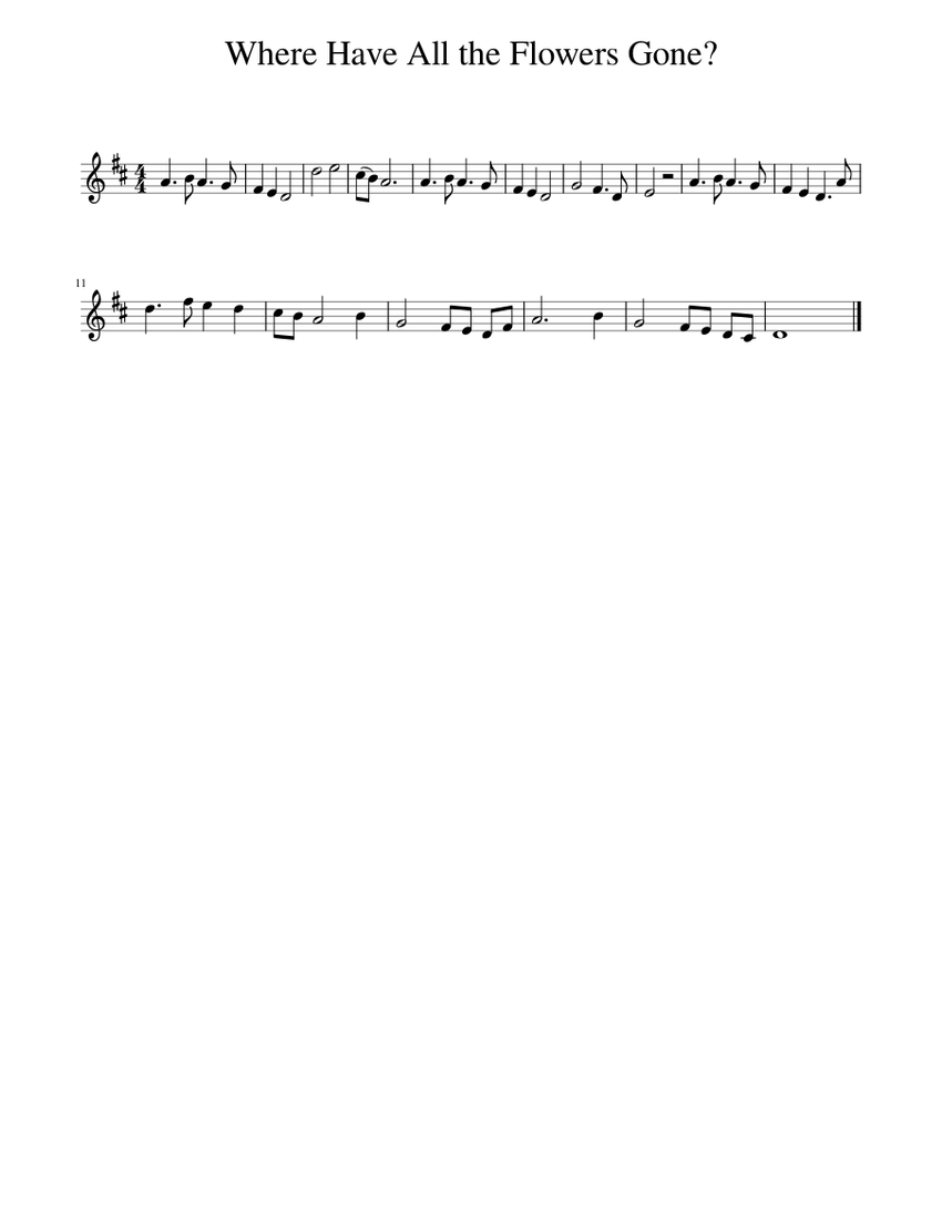 Where Have All the Flowers Gone? Sheet music for Piano (Solo) Easy