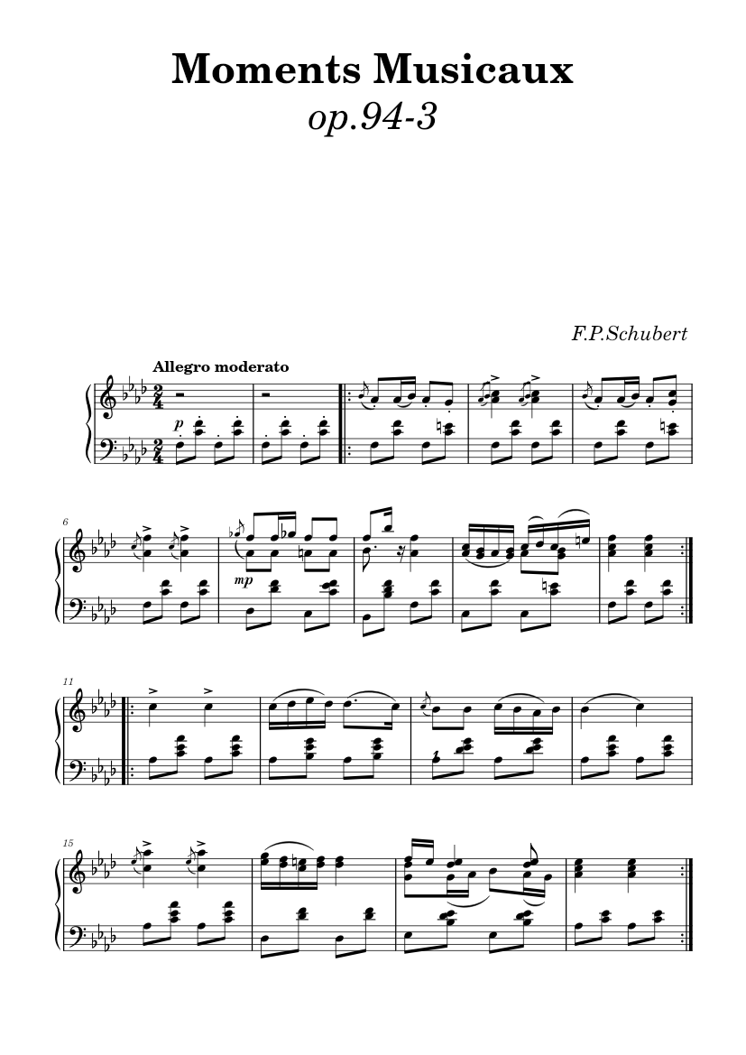 Moments Musicaux III, Op. 94 – Franz Schubert Sheet music for Piano ...