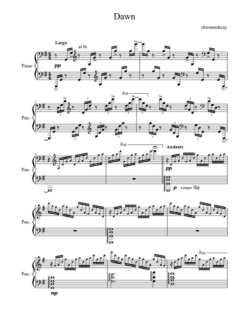 Dawn Sheet music for Piano (Piano Duo) | Musescore.com