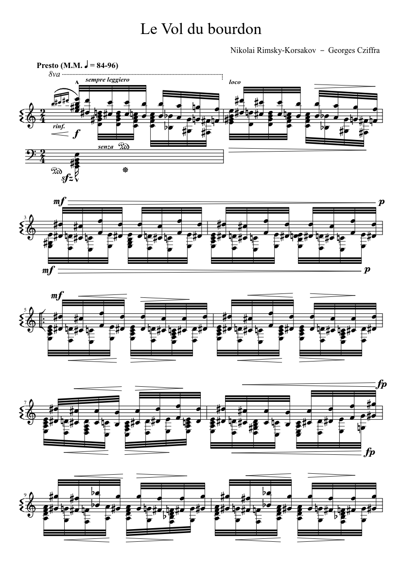 Le Vol du bourdon (Flight of the Bumblebee) Sheet music for Piano (Solo) |  Musescore.com