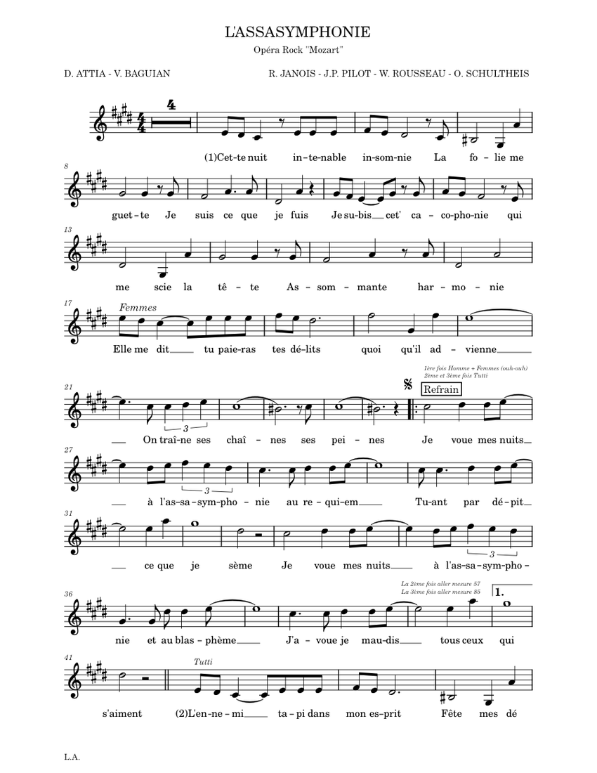 L'assasymphonie Mozart L'opera Rock S + T Sheet music for Piano (Solo