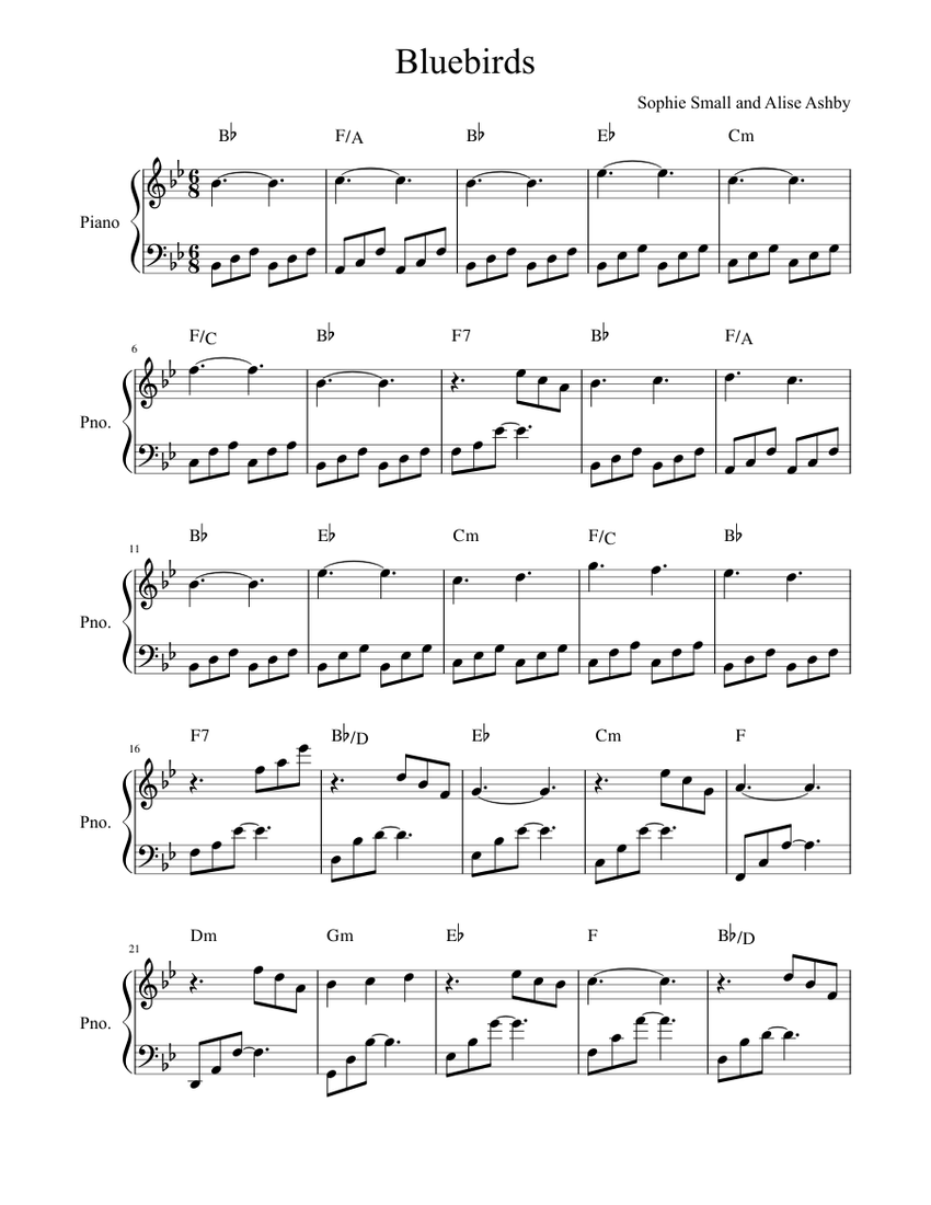 Bluebirds Sheet music for Piano (Solo) | Download and print in PDF or