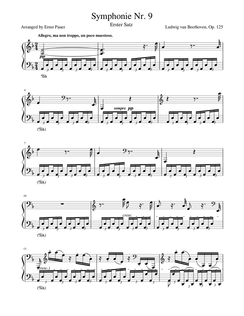 Beethoven Symphony No. 9 (1st movement) for piano solo Sheet music for Piano  (Solo) | Musescore.com
