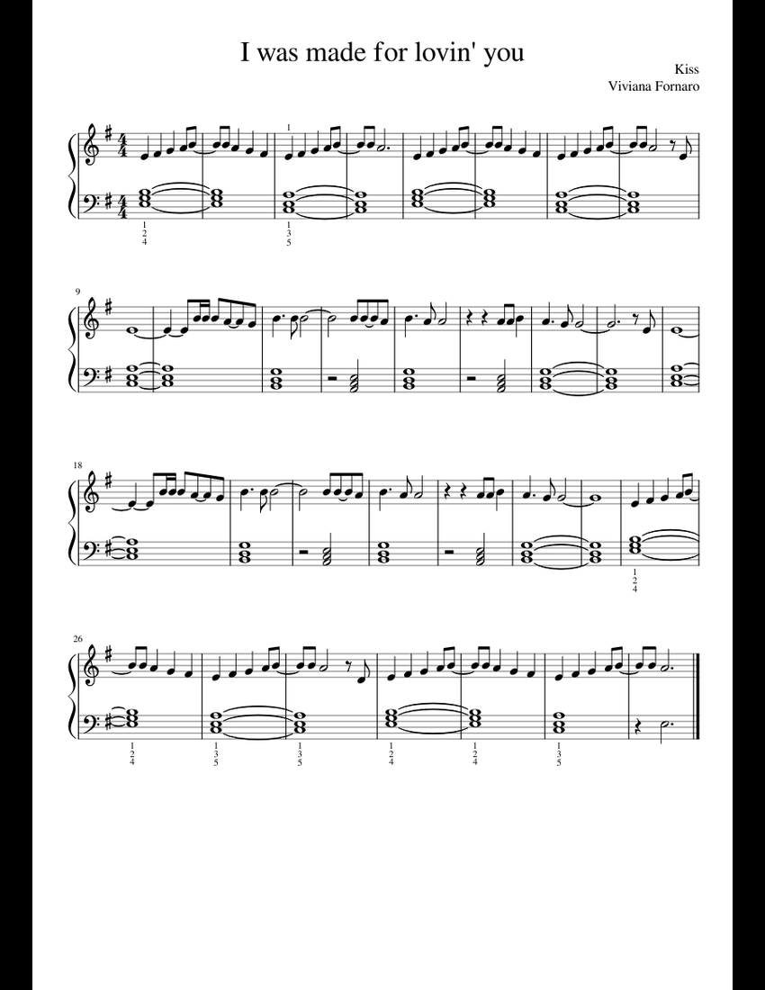 I Was Made For Lovin You Sheet Music For Piano Solo Musescore Com   Score 0 @850x1100