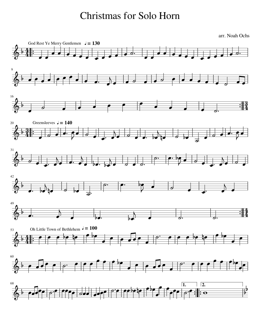 Christmas for Solo Horn Sheet music for French horn (Solo)