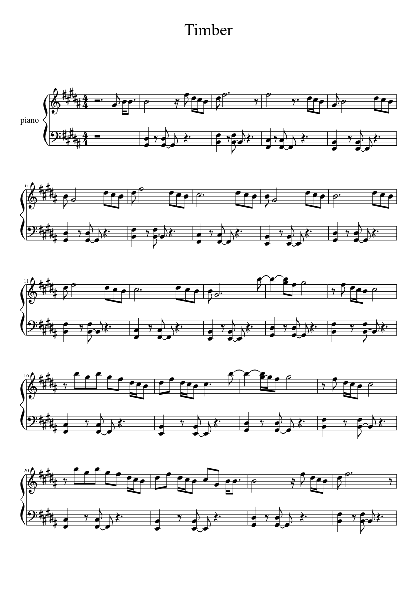 Timber Sheet music for Piano (Solo) | Musescore.com