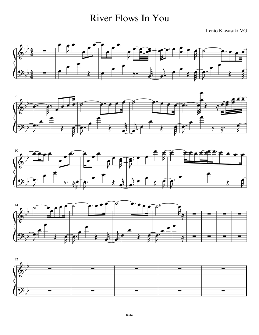 RIVER FLOWS IN YOU Sheet music for Piano (Solo) | Download and print in