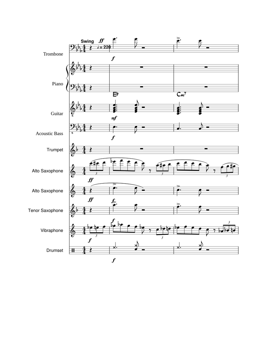 Monsters, Inc. Sheet music for Piano, Trombone, Saxophone alto