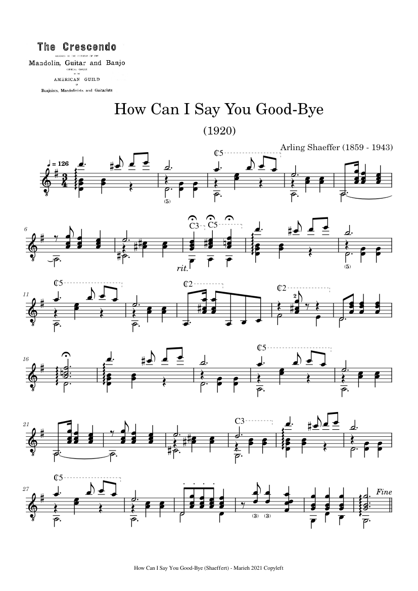 How Can I Say You Good Bye Arling Shaeffer 1859 1943 Sheet Music