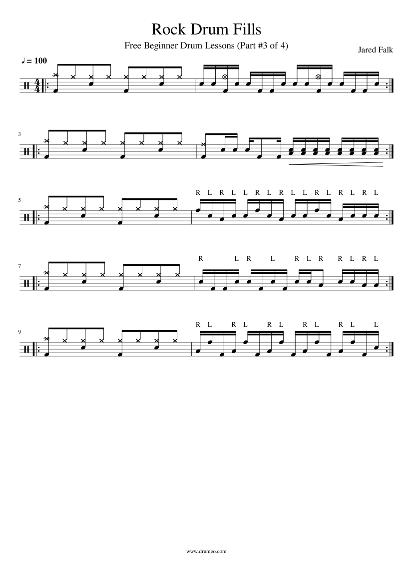 Rock Drum Fills 3 Sheet music for Drum group (Solo) | Musescore.com