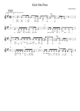 Free Girl On Fire by Alicia Keys sheet music | Download PDF or print on  Musescore.com