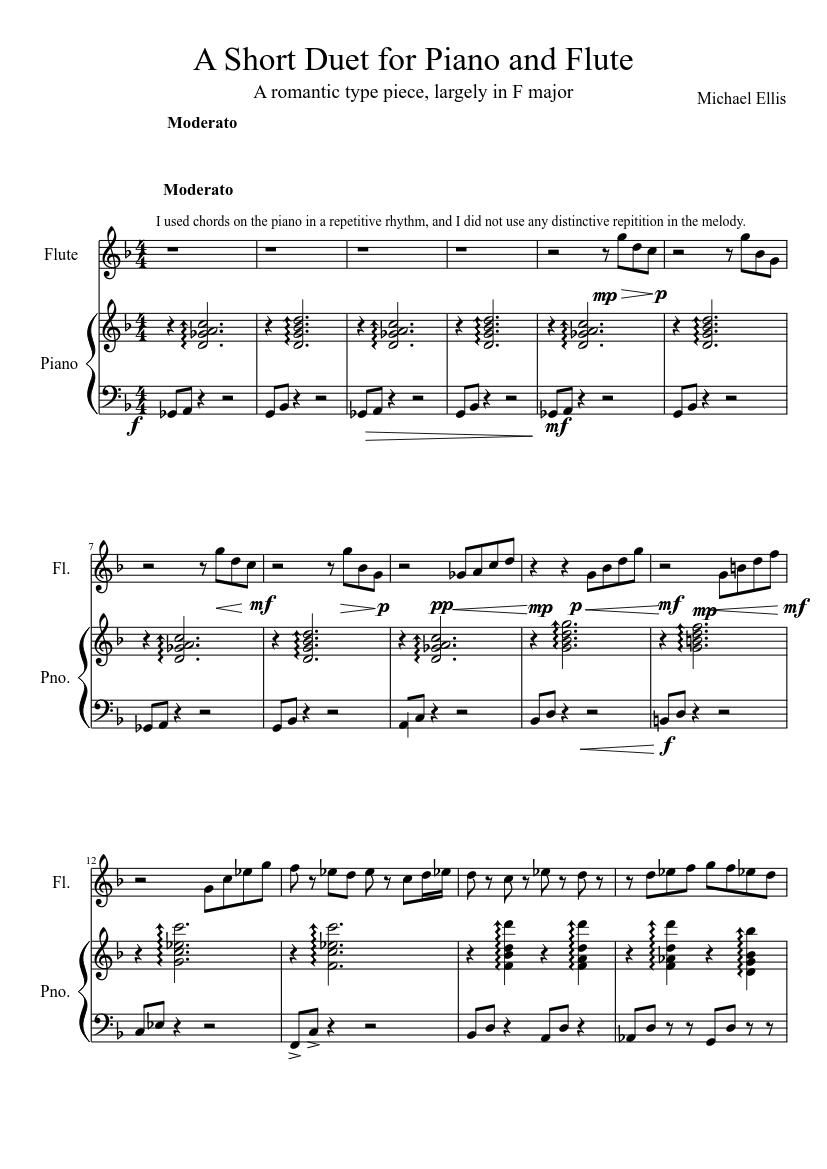 A Short Duet for Piano and Flute Sheet music for Piano, Flute (Solo ...
