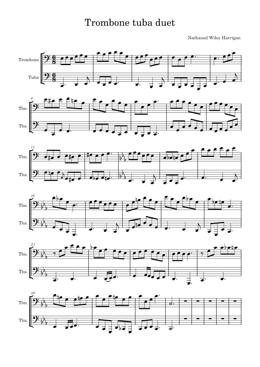 Trombone tuba duet Sheet Music for Trombone, Tuba (Brass Duet ...