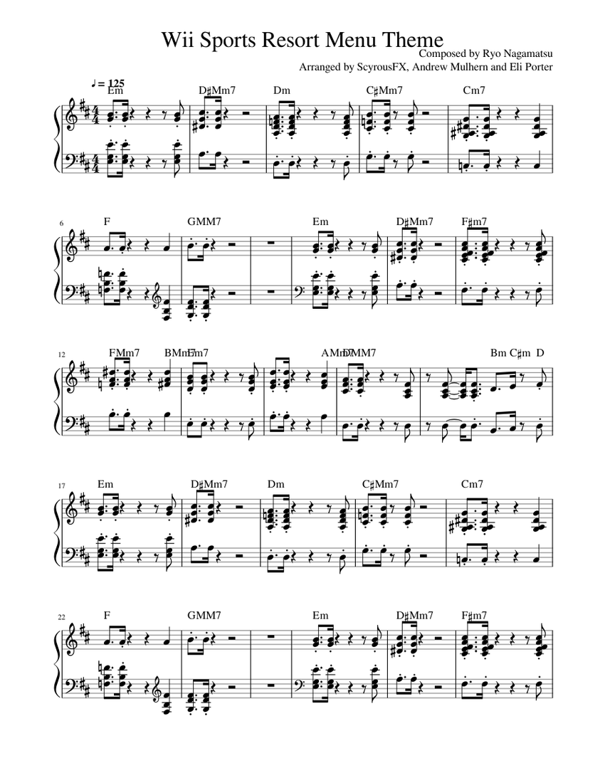 Wii Sports Resort Menu Theme Sheet music for Piano (Solo) | Musescore.com