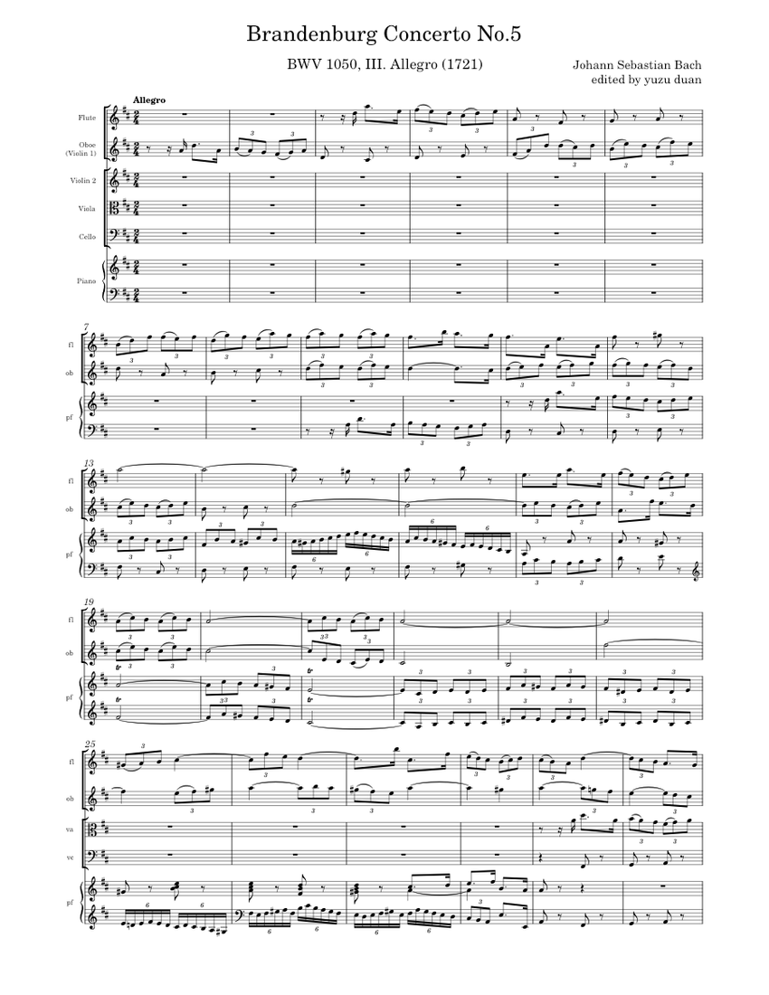 Brandenburg Concerto 5 Sheet Music