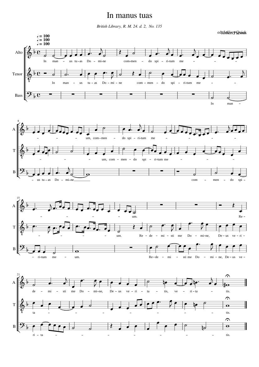 In manus tuas an extract from O bone Jesu