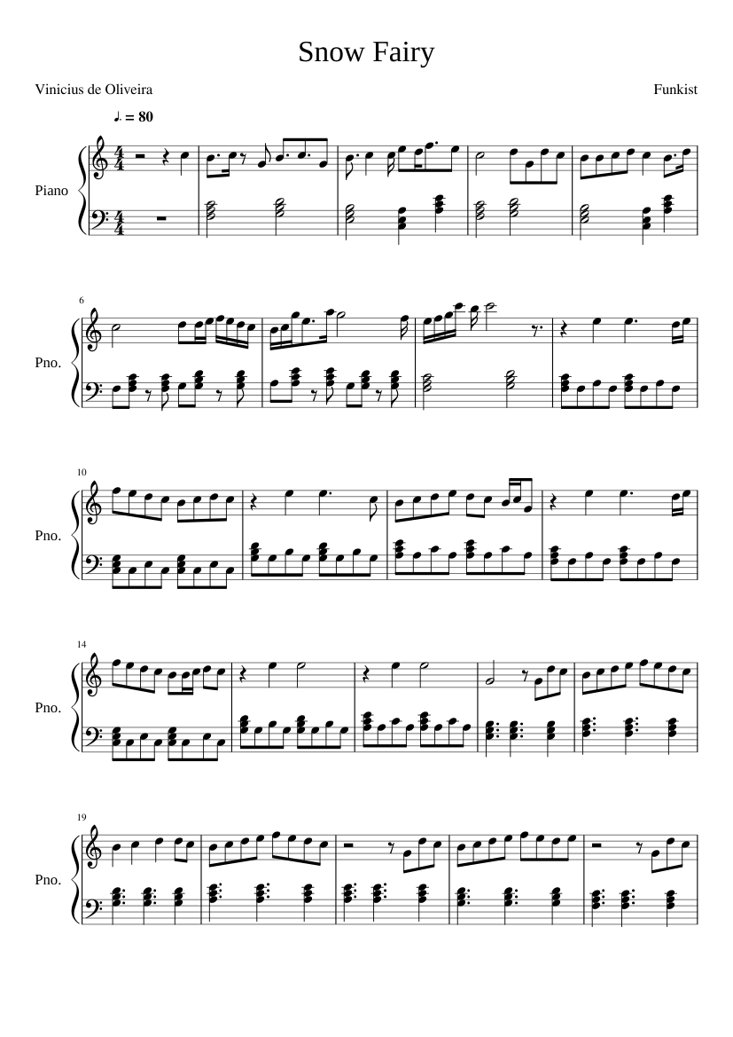 Snow Fairy - Funkist - Fairy Tail Sheet music for Piano (Solo) |  Musescore.com
