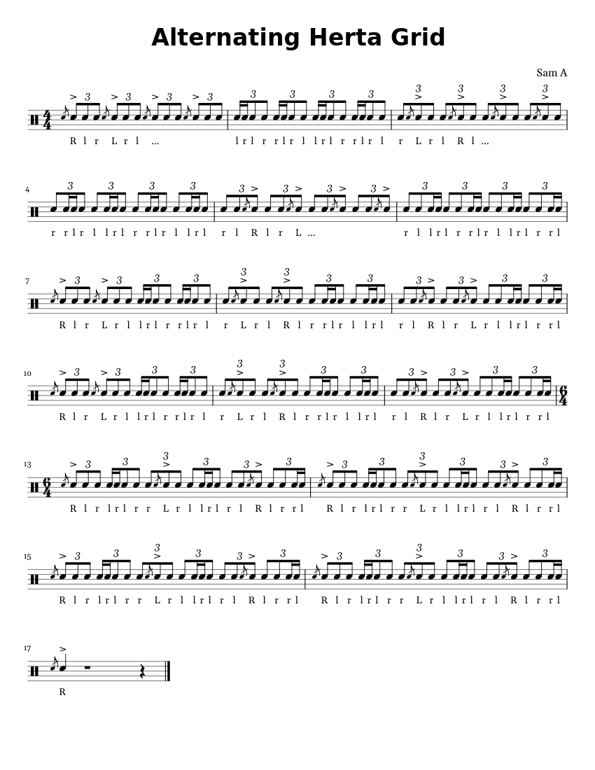 Herta Exercise .pdf Alternating Herta Grid Sheet music for Snare drum (Solo) | Musescore.com