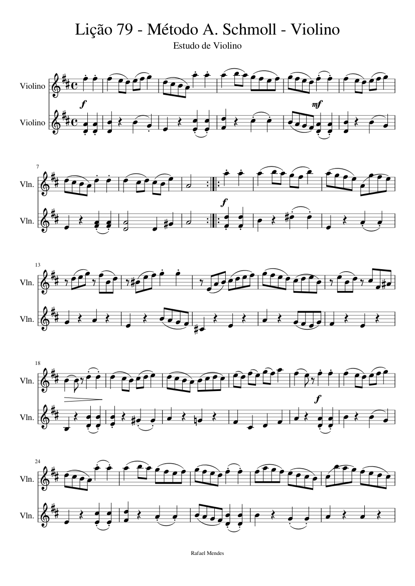 Lição 79 - Método A. Schmoll - Violino Sheet music for Violin (String Duet)  | Musescore.com