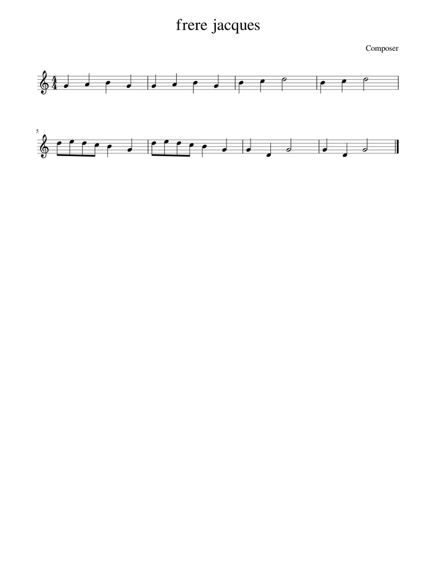 frere jacques Sheet music for Piano (Solo) | Musescore.com