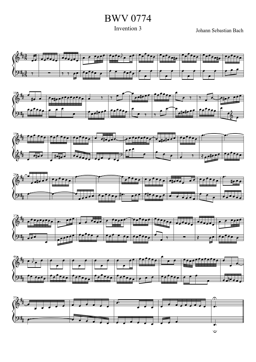 Invention in D major BWV 774