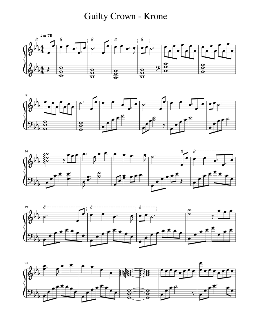 Guilty Crown - Krone Sheet music for Piano (Solo) | Musescore.com