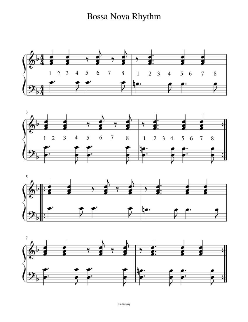 Bossa Nova Rhythm Lesson 194, 195, 196 Sheet music for Piano (Solo ...