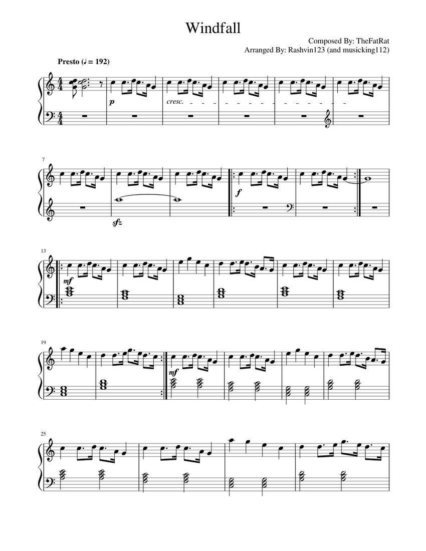 Windfall Sheet music for Piano (Solo) | Musescore.com