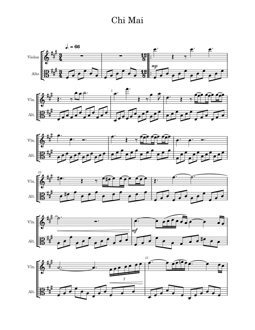 Chi mai – Ennio Morricone for violin and viola Sheet music for Violin,  Viola (String Duet) | Musescore.com