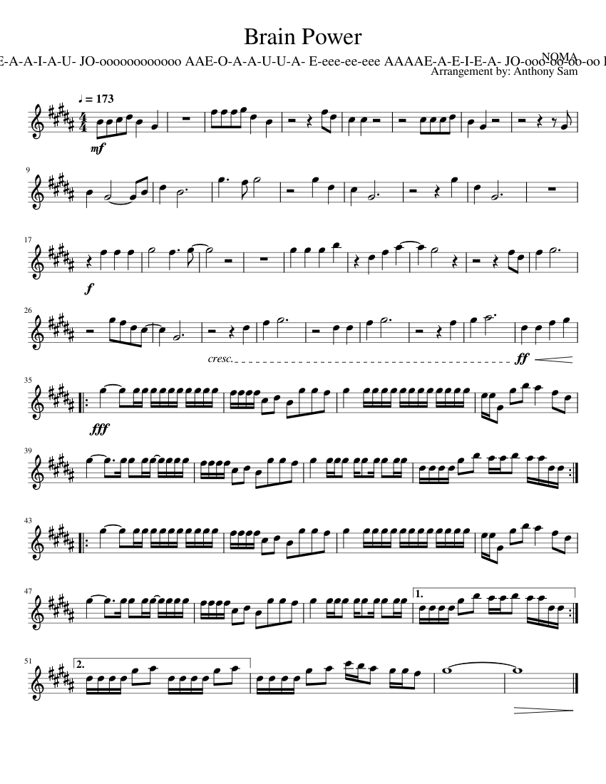 Brain Power Sheet music for Clarinet in b-flat (Solo) | Musescore.com