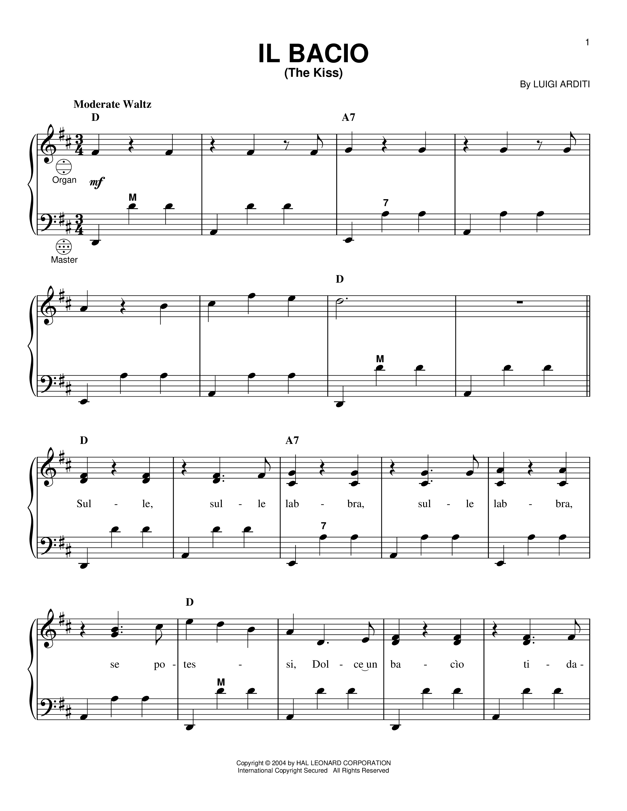 Play Official version of Il bacio sheet music by Luigi Arditi for Piano ...