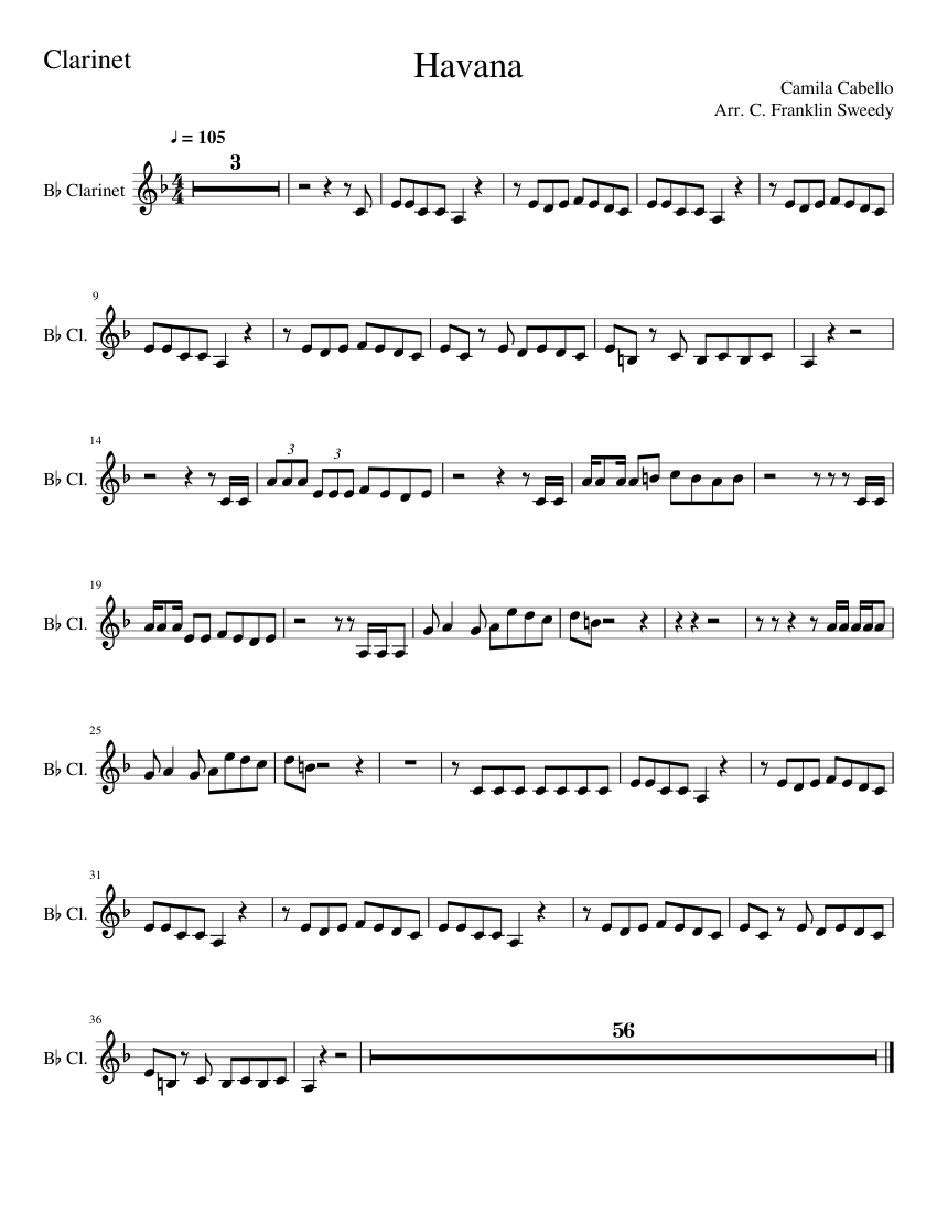 Havana Sheet Music For Flute Clarinet In B Flat Woodwind Duet Musescore Com